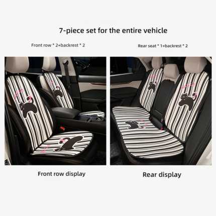 Cute Cat Car Headrest Pillow - Soft & Comfortable | Wholesale & Custom - Honeycomb striped cat seat cushion seven-piece set