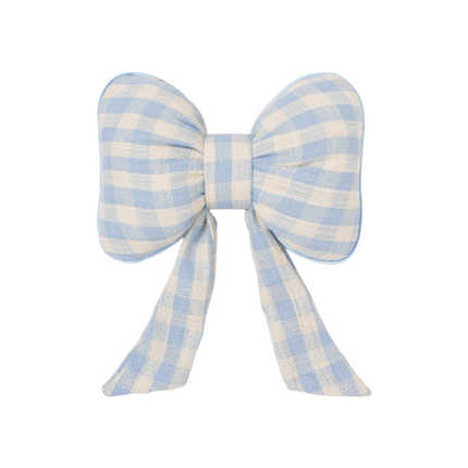 Cute Bear Car Seat Cushion - Soft & Breathable | Wholesale & Custom Logo - Blue checkered bow ribbon headrest