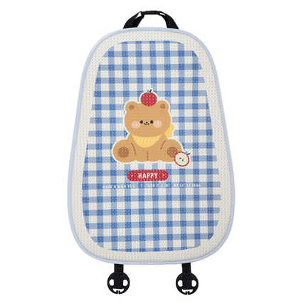 Cute Bear Car Seat Cushion - Soft & Breathable | Wholesale & Custom Logo - Honeycomb blue checkered bear seat cushion backrest
