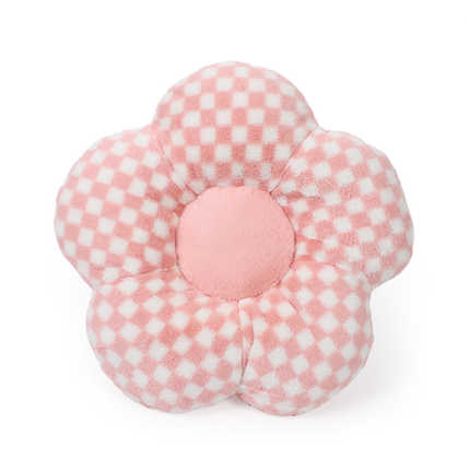 Fluffy Car Seat Cushion - Soft & Warm | Wholesale & Custom Logo - Rabbit fur pink and white checkered lumbar support
