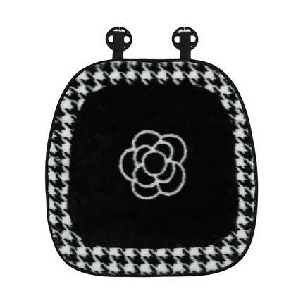 Winter Faux Fur Car Seat Cushion - Soft & Warm | Wholesale & Custom - Rabbit fur houndstooth trim camellia seat cushions - front row - printed
