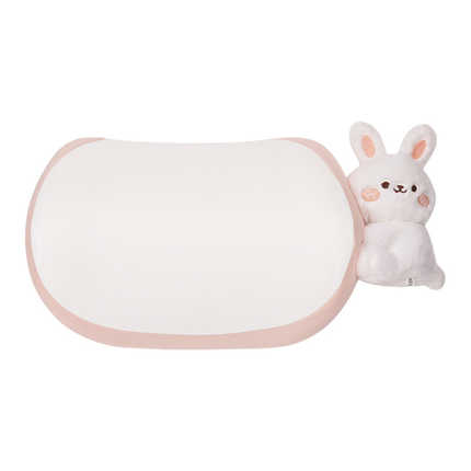 Memory Foam Car Headrest - Soft & Comfortable | Wholesale & Custom Logo - Ice silk memory foam pink white head pillow stickers with a plush rabbit design