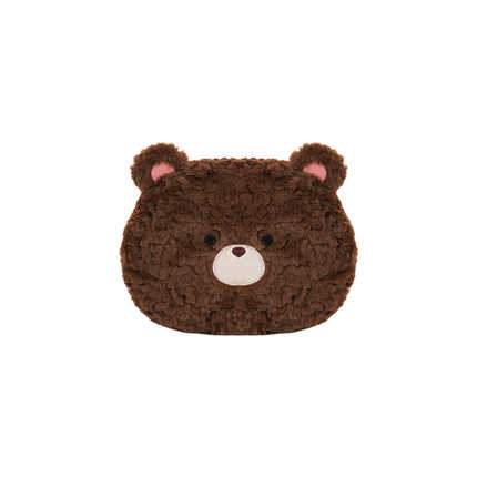 Cute Bear Car Seat Cushion - Soft & Comfortable | Wholesale & Custom Logo - Rabbit fur frayed bear headrest in dark brown
