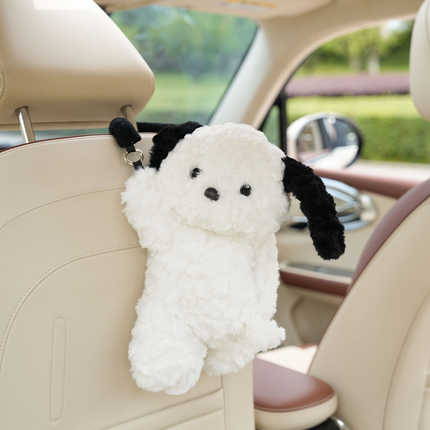 Cute Bear Car Tissue Box - Soft & Adorable | Wholesale & Custom Logo - White rabbit fur frayed puppy tissue box