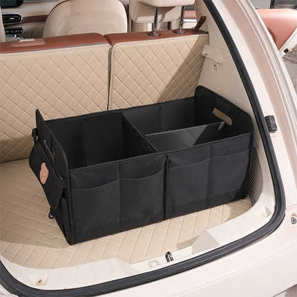 Car Trunk Organizer - Oxford Cloth & Large Capacity | Wholesale & Custom - Black trunk storage bag with bear head sticker