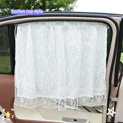 Lace Car Sunshade - Baby UV Protection | Wholesale & Custom Logo - Double-layer lace curtains with suction cups