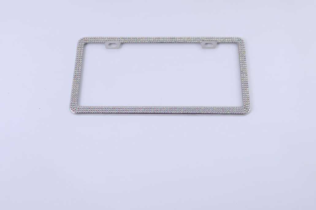 Stainless Steel License Plate Frame - Dazzling Rhinestones | Wholesale & Custom Logo - AB Rhinestones