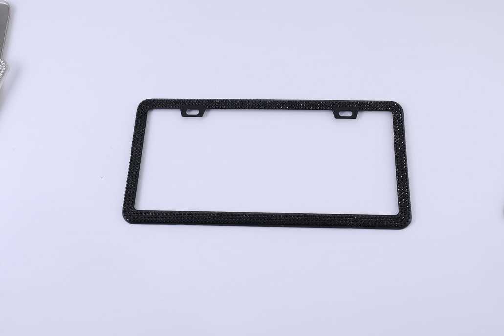 Stainless Steel License Plate Frame - Dazzling Rhinestones | Wholesale & Custom Logo - Black rhinestones