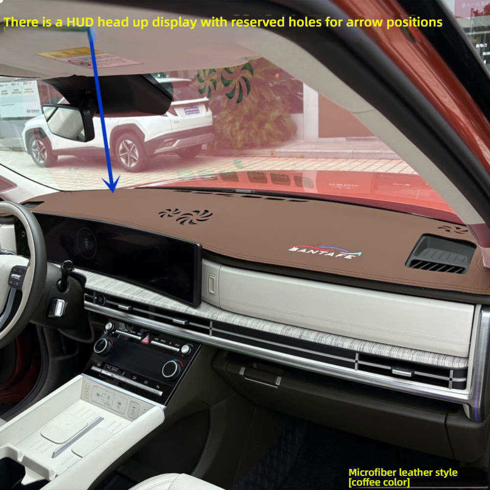 2025 Hyundai Santa Fe Dash Cover - Sun Protection | Wholesale & Custom - HUD (Head-Up Display) with microfiber leather upper [coffee color]