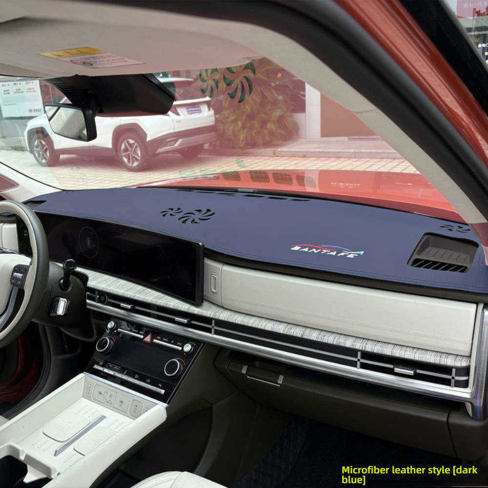 2025 Hyundai Santa Fe Dash Cover - Sun Protection | Wholesale & Custom - Microfiber Leather Model (Dark Blue) without HUD (Head-Up Display)