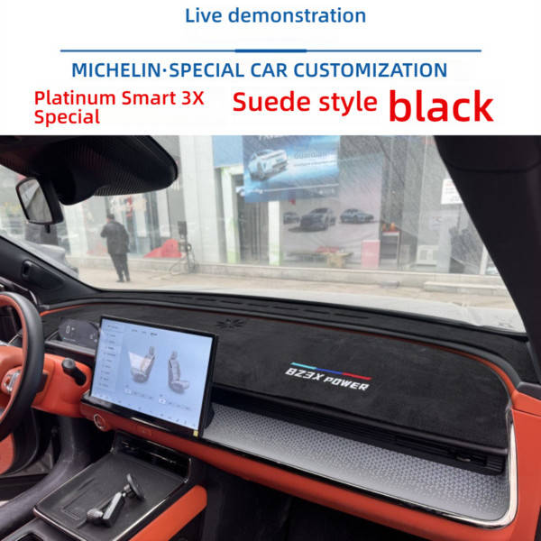 Live demonstration of the toyota bz3x dashboard sun shade mat 2025, featuring a suede-style black design with bz3x power bran...