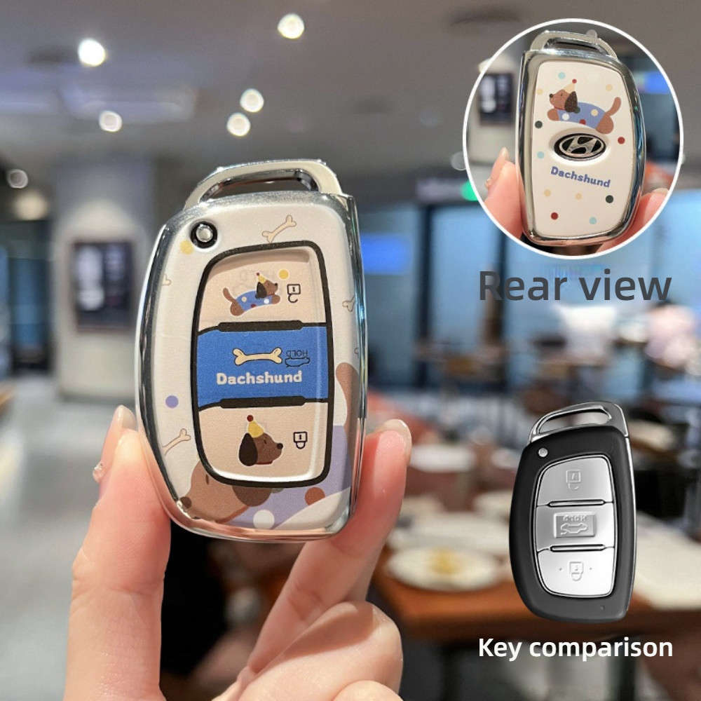 Hyundai Key Cover - Stylish & Durable | Wholesale & Custom Logo - Type A [Dachshund - Double-sided] Single Shell
