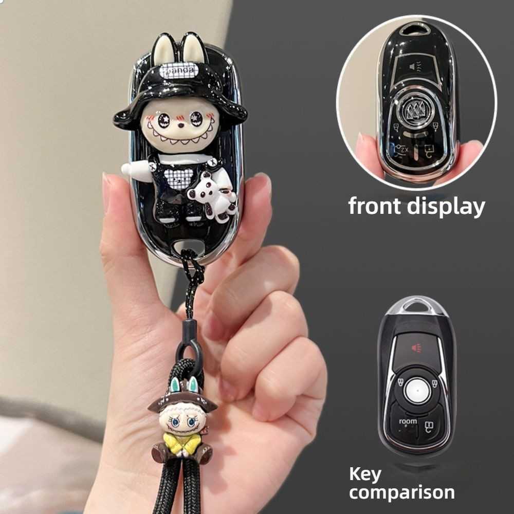 Buick Regal Key Cover - Durable & Stylish | Wholesale & Custom Logo - Style B7 [Black Panda Tissue Cloth Patch] Tissue Cloth Lanyard