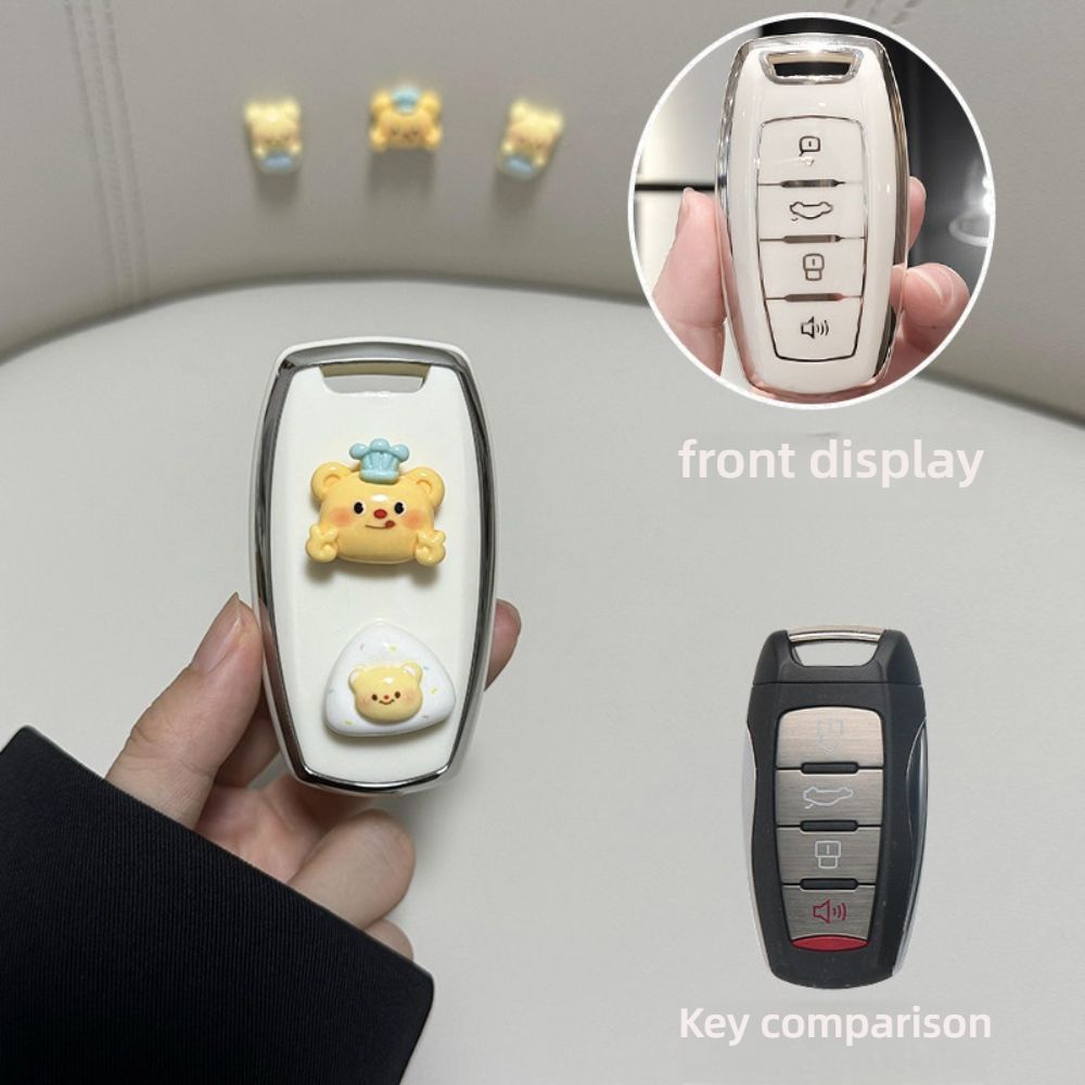 Haval H6 Key Cover - Durable & Stylish | Wholesale & Custom Logo - Type C [Silver (Bear with a Victory)] Single Shell