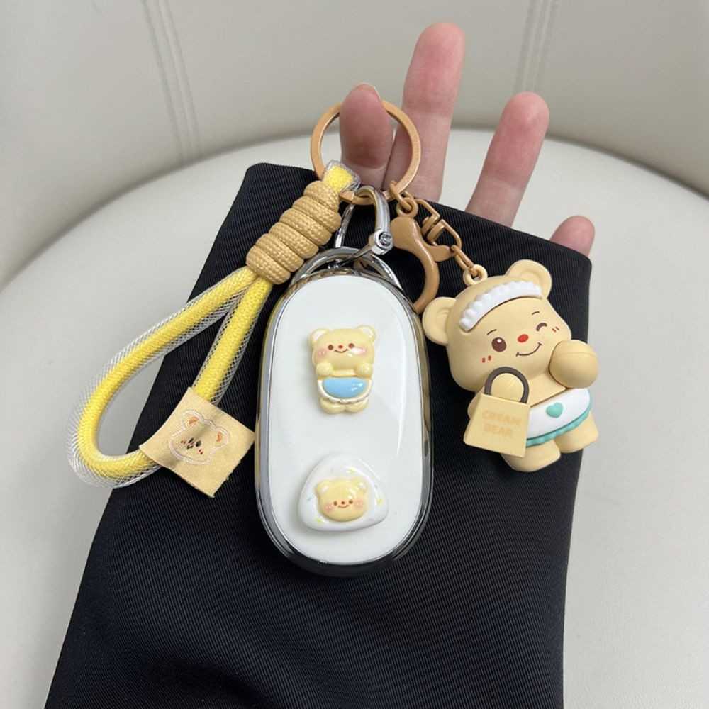 Geeley Star Wish Key Cover - Cute & Stylish | Wholesale & Custom Logo - Style I: Silver (Apron Bear) Handbag Bear Charm
