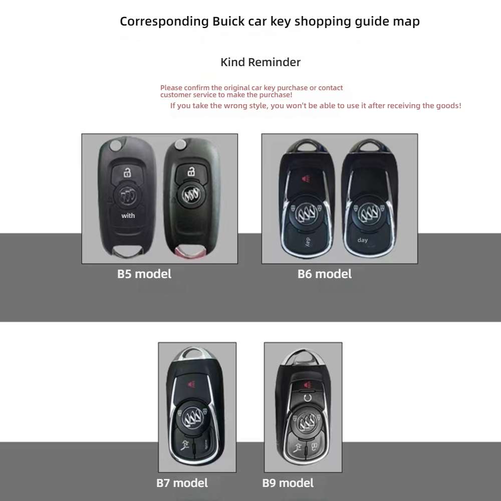 Buick car key covers for b5, b6, b7, and b9 models, showcasing premium shell cases with detailed button designs and buick log...