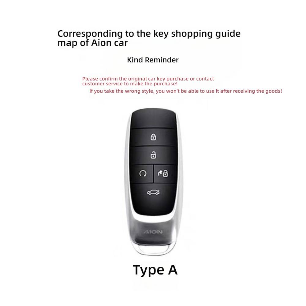 Type a gac aion car key fob with lock, unlock, and remote start buttons, designed for models like y plus, s, v, 580, v plus, ...