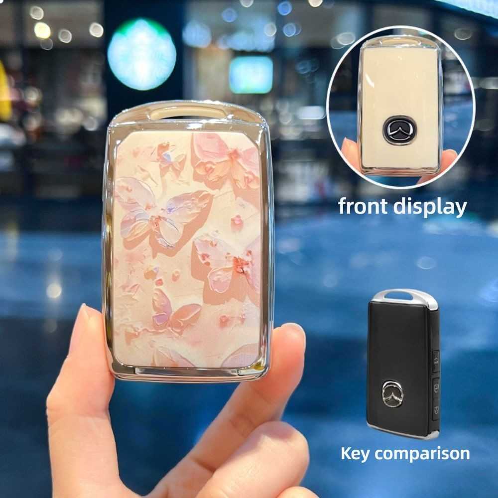 Mazda Key Cover - Adorable & Stylish | Wholesale & Custom Logo - Style C [Oil Painting Butterfly] Single Shell