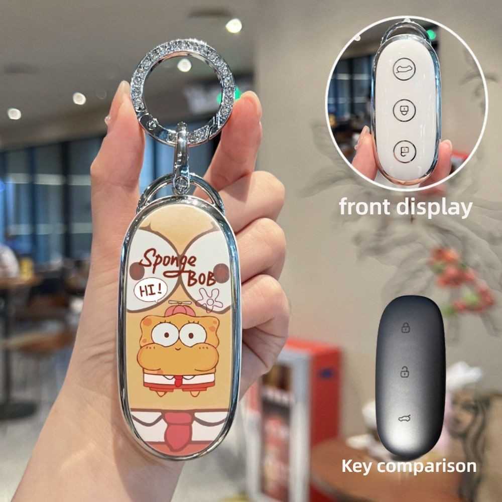 L9 Key Cover - Durable & Stylish | Wholesale & Custom Logo - Style B: SpongeBob SquarePants Rhinestone Ring