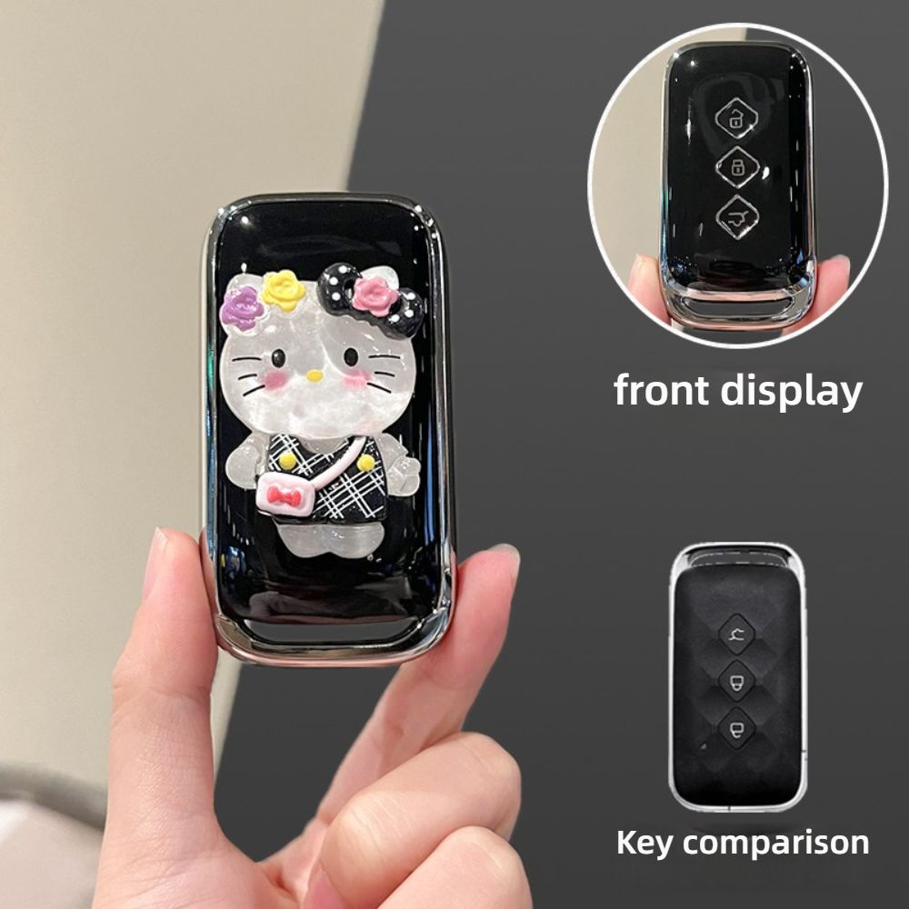 Wuling Starlight Key Cover - Adorable & Durable | Wholesale & Custom - Style F [Black and Silver KT Cat Sticker] Single Shell