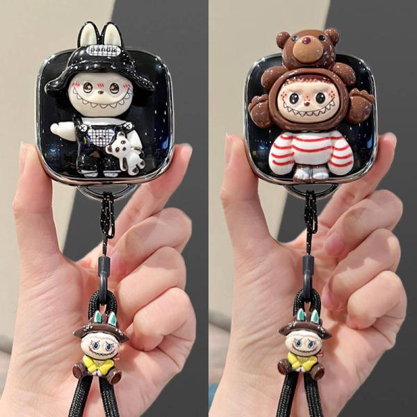 Changan lumin car key cover featuring cute cartoon designs with bunny and bear themes, square candy style for women, complete...