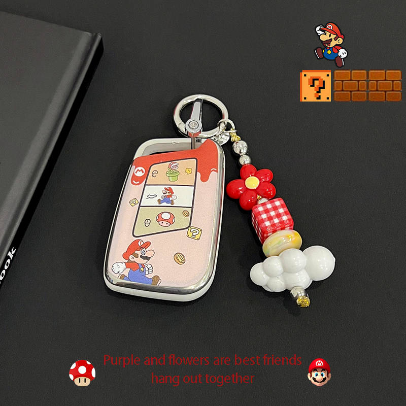 Volkswagen magotan b8 key shell case featuring mario-themed design with colorful beads and a playful accessory, perfect for f...