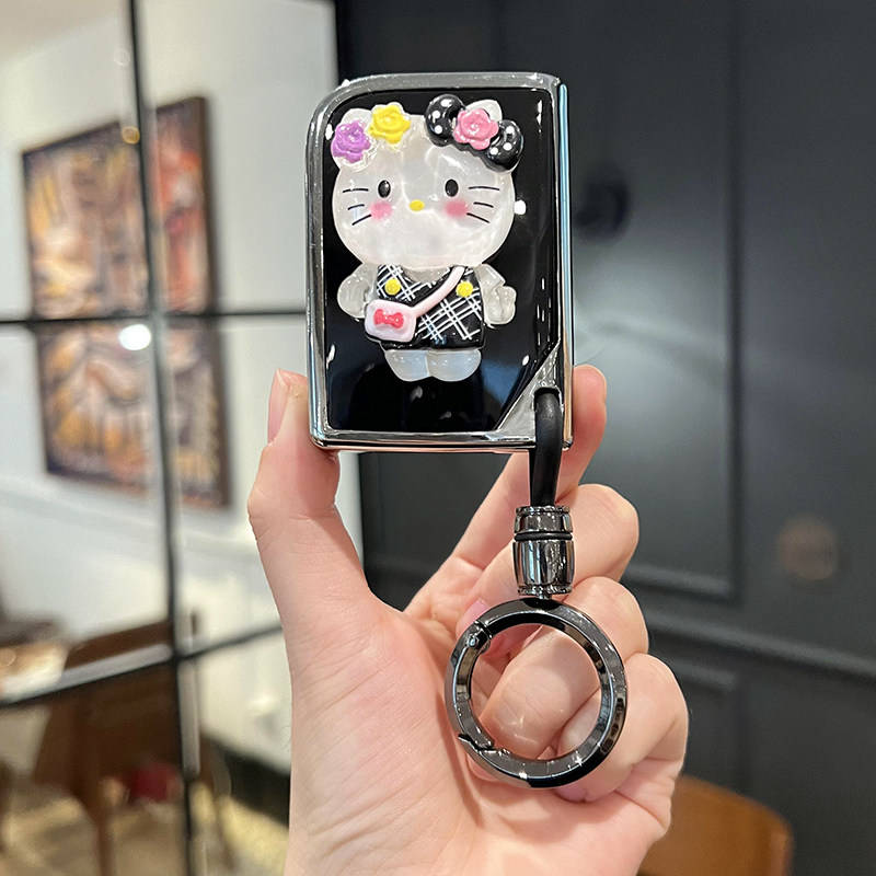 Elegant lynk & co 03 car key cover featuring a stylish hello kitty design with floral accents, perfect for women seeking a pr...