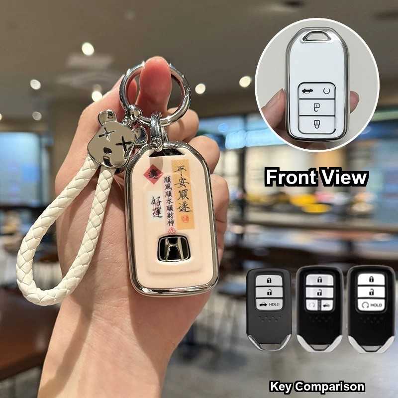 Honda CRV Key Cover - Durable & Stylish | Wholesale & Custom Logo - Style C: [Peace and Prosperity] Bear Head Braided Rope