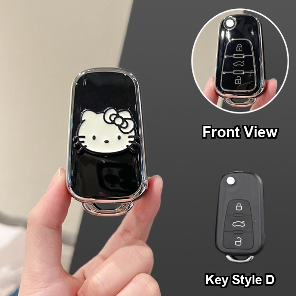 Roewe RX5 Plus Key Cover - Durable & Stylish | Wholesale & Custom - Type D [Black, Silver and White Cat Sticker] Single Shell