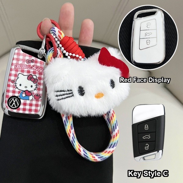 Volkswagen Key Cover - Durable & Stylish | Wholesale & Custom Logo - Style C: Hello Kitty Lanyard