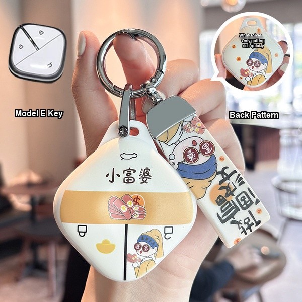 Wuling Hongguang MiniEV Key Cover - Adorable & Durable | Wholesale & Custom Logo - Wuling E-style Little Rich Woman key case + Little Rich Woman matching rope