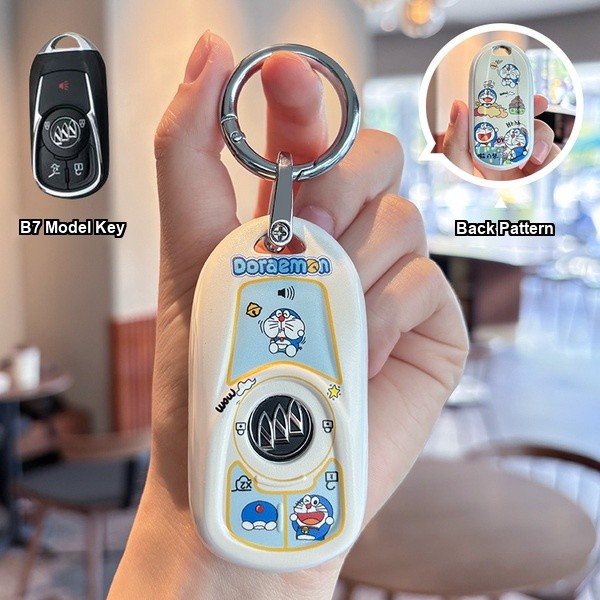 Buick Excelle Key Cover - Cartoon Design | Wholesale & Custom Logo - Buick B7 Doraemon key case + silver round buckle