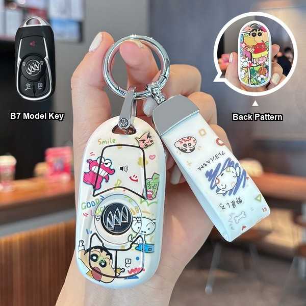 Buick Excelle Key Cover - Cartoon Design | Wholesale & Custom Logo - Buick B7 Crayon Shin-chan Key Case + Matching Strap