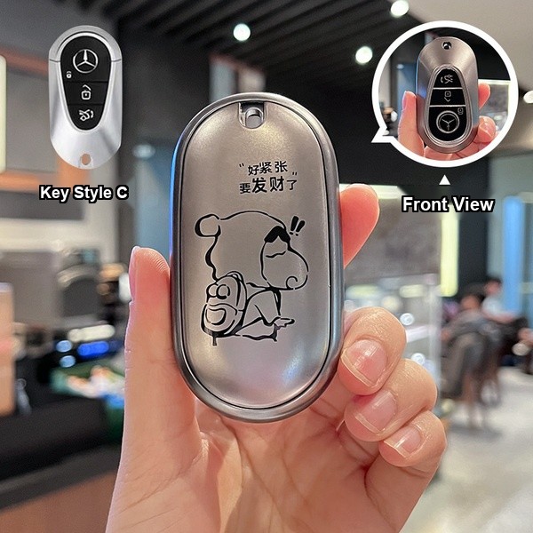 Mercedes Key Cover - Stylish & Durable | Wholesale & Custom Logo - Mercedes-Benz C-Class Shin-chan Gunmetal Single Shell