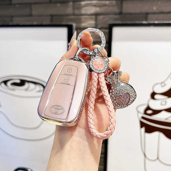 Toyota Camry Key Cover - Premium & Durable | Wholesale & Custom Logo - B2 key quicksand powder + pink braided rope + lucky bag