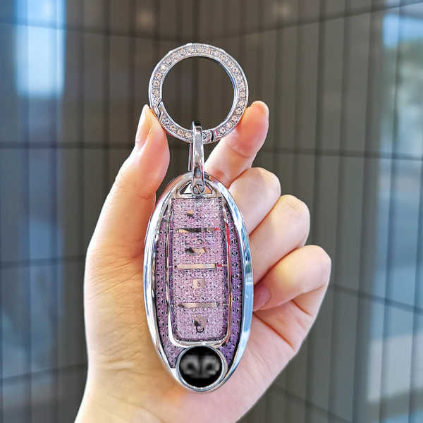 Infiniti Q50L Key Cover - Durable & Stylish | Wholesale & Custom Logo - Style B: Noble Purple + Silver Star Diamond Buckle