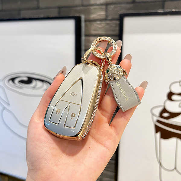 Changan CS75 Plus Key Cover - Durable & Stylish | Wholesale & Custom - Smart 3-key Meteorite Ash + Fox Mini Strap