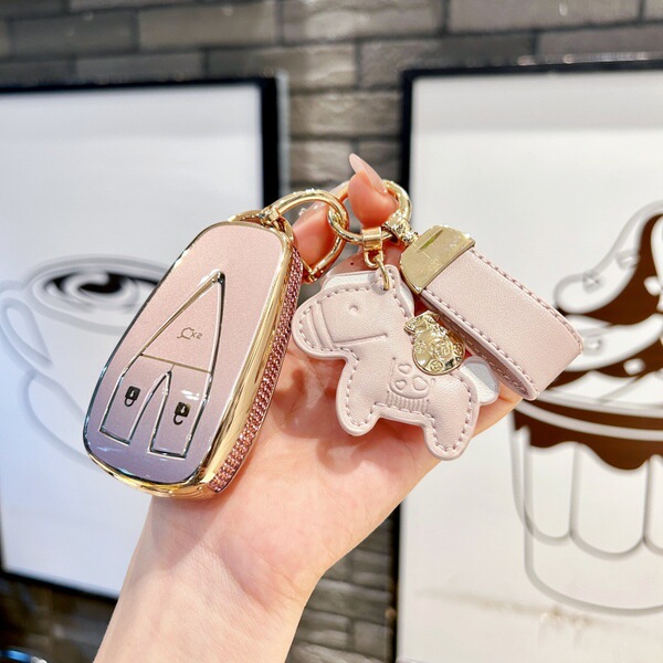 Changan CS75 Plus Key Cover - Durable & Stylish | Wholesale & Custom - Smart 3-button quicksand powder + pink and white pony