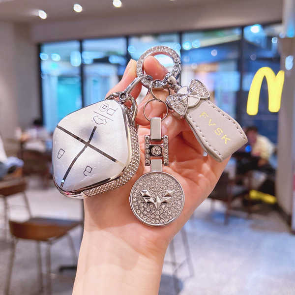 Wuling Binguo Key Cover - Stylish & Durable | Wholesale & Custom Logo - 【FG Style】Meteorite Grey Butterfly Mini with Double-Sided Rhinestone Mark