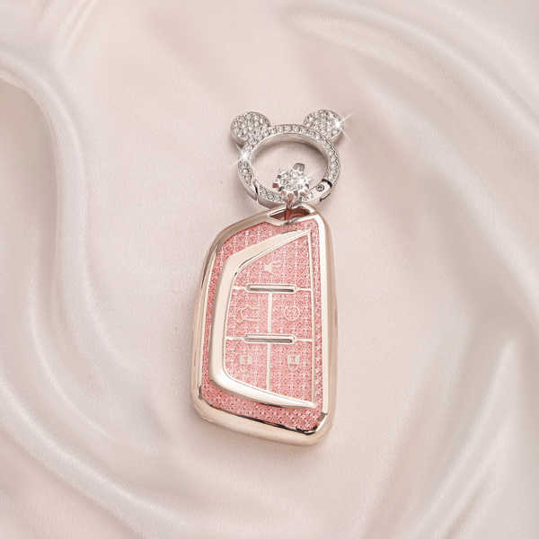 Cadillac Key Cover - Durable & Stylish | Wholesale & Custom Logo - Style C [Crystal Pink] Snowflake Horseshoe Buckle Mickey Mouse Diamond Ring