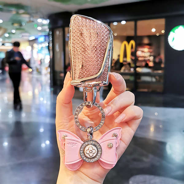 Dongfeng Fengshen HaoHan Key Cover - Durable & Stylish | Wholesale & Custom - Cherry blossom pink diamond-studded bow [Free engraving]