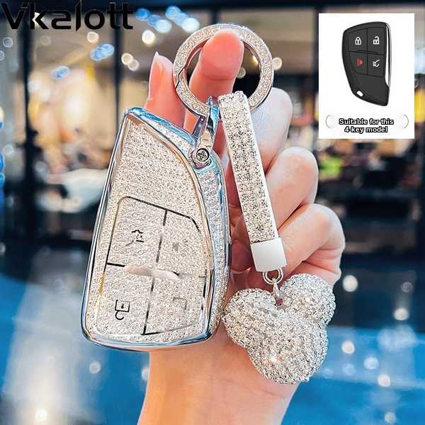 Buick Envision Plus Key Cover - Premium & Stylish | Wholesale & Custom - Color: J-style four-button [Crystal White] with silver diamond ring and full diamond Mickey Mouse design