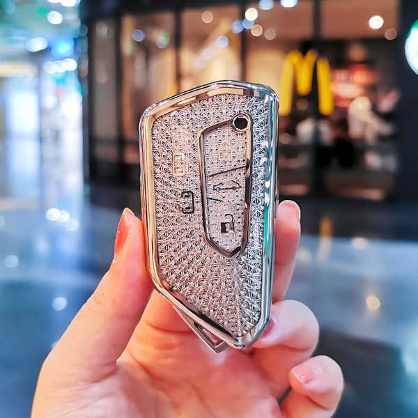 Volkswagen Viloran Key Cover - Premium Leather | Wholesale & Custom - White diamond-colored single shell