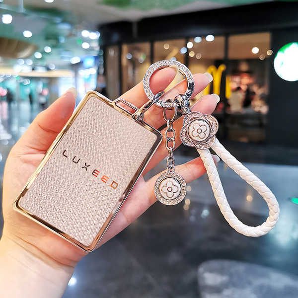 Huawei S7 NFC Card Holder - Durable & Stylish | Wholesale & Custom - [Card] Crystal White + Silver - White Lucky Braided Rope + Four-Leaf Clover Tag