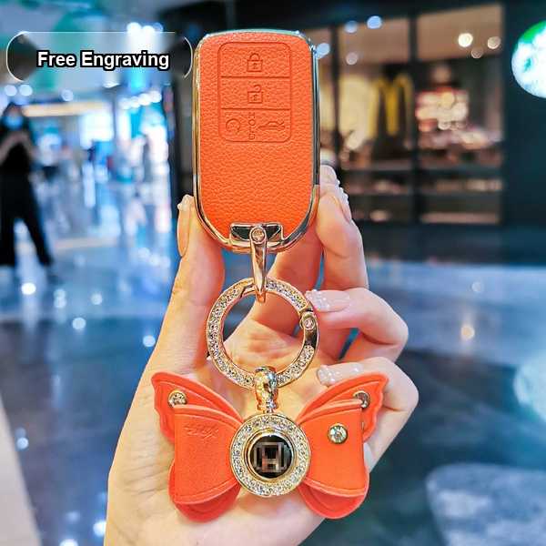 Honda Key Cover - Durable & Stylish | Wholesale & Custom Logo - Style E Hermes Orange Diamond Logo Bow