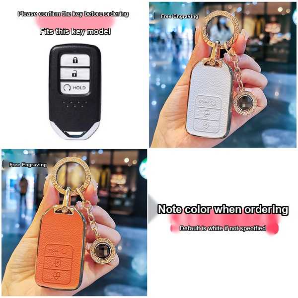 Honda Key Cover - Durable & Stylish | Wholesale & Custom Logo - Type C: Honda small badge with gold star-shaped buckle (please specify color when ordering, default is white).