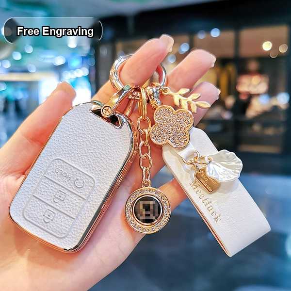 Honda Key Cover - Durable & Stylish | Wholesale & Custom Logo - Style C, Pearl White, Honda Small Badge, French Lucky Ribbon