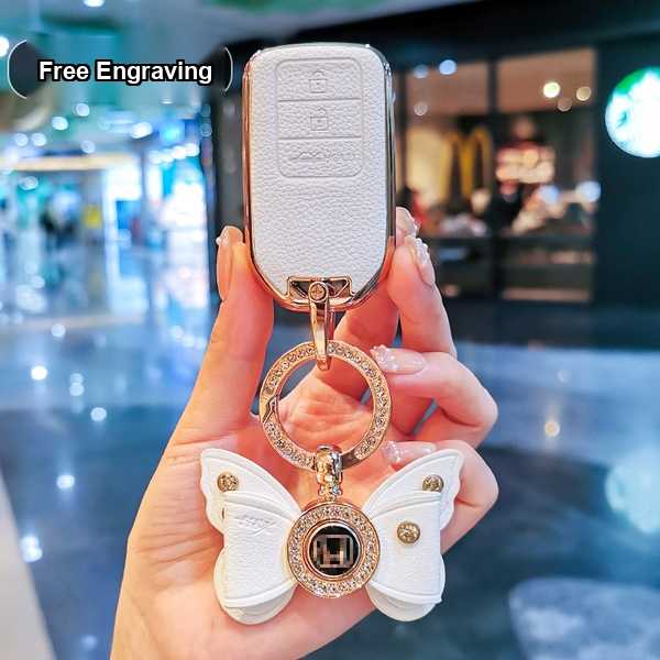 Honda Key Cover - Durable & Stylish | Wholesale & Custom Logo - Style D Pearl White Diamond Logo Bow