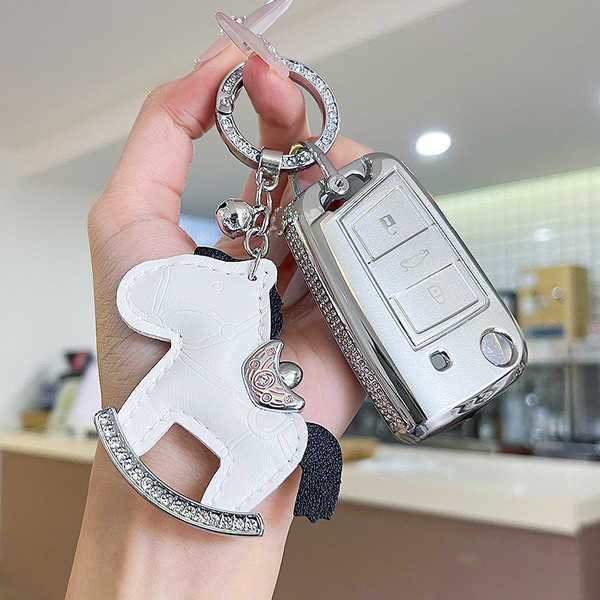 Volkswagen Key Cover - Stylish & Durable | Wholesale & Custom Logo - Color Classification: Style B, Half-Enclosed White Diamond + Horse