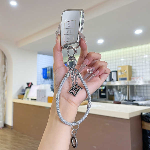 Volkswagen Key Cover - Stylish & Durable | Wholesale & Custom Logo - Color Classification: Style D White Diamond + Star Bracelet
